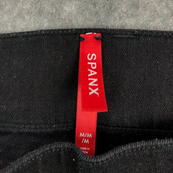Spanx Jegging Jeans Womens Medium Black Pull On Cropped Slimming Back Pockets - Picture 3 of 10